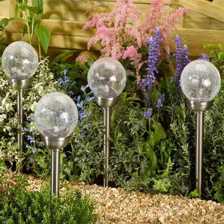Blue Diamond Decor Crackle Glass Orb Stake - image 8