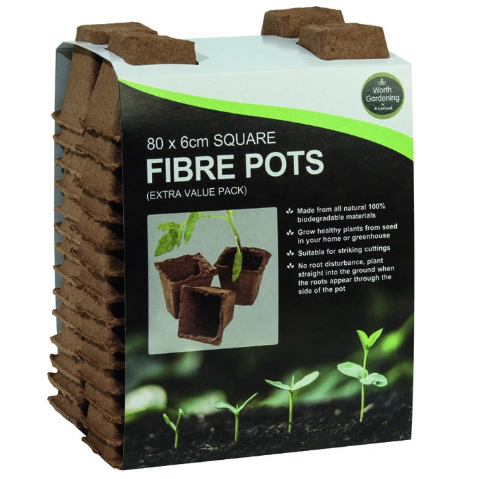 Square Fibre Pots Extra Value Pack 80Pk - image 2