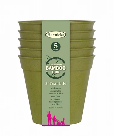 5 Bamboo Pot 5Pk Sage Green