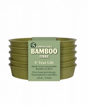 5 Bamboo Saucer 5Pk Sage Green