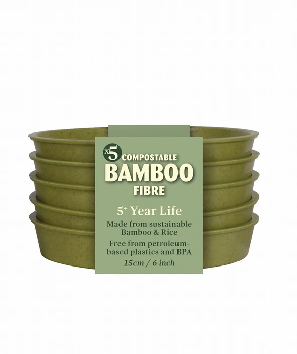 6 Bamboo Saucer 5Pk Sage Green
