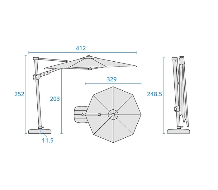 3.3M Led Cantilever With Wireless Speaker Grey - image 3