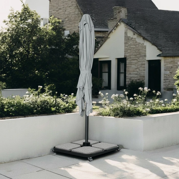 3x3m Square Cantilever Ash Grey w LED + Cover + 4x Granite Quads - image 2