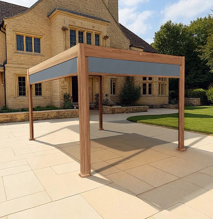 Amalfi Wood Foil Pergola 3x4m with 4pcs Screens with LED Light - image 4