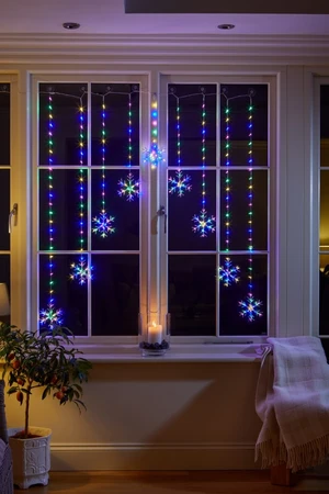 Snowflake Curtain Lights - Multi-Coloured
