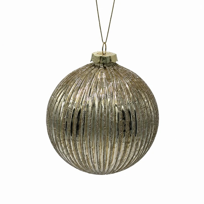 Champagne Stripe Bauble 10cm - image 1