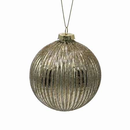 Champagne Stripe Bauble 10cm