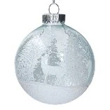 SW Glass Ball W White Trees/Stag Design