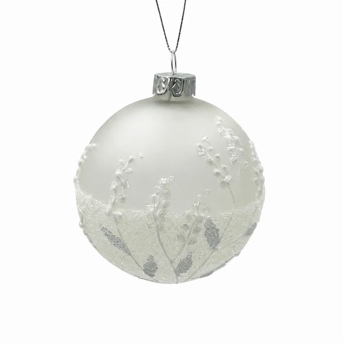 White Bauble with Flower Print – 2 Assorted - image 1