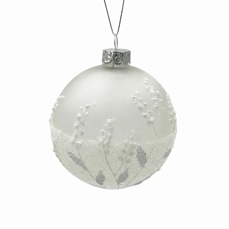 White Bauble with Flower Print – 2 Assorted - image 1