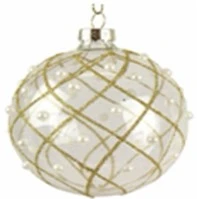 TD Gold Pearl Trellis Bauble