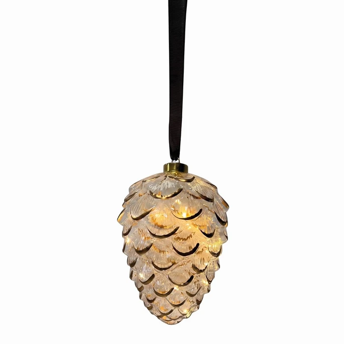 Hanging Clear Pinecone on a Brown Ribbon
