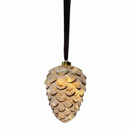 Hanging Clear Pinecone on a Brown Ribbon