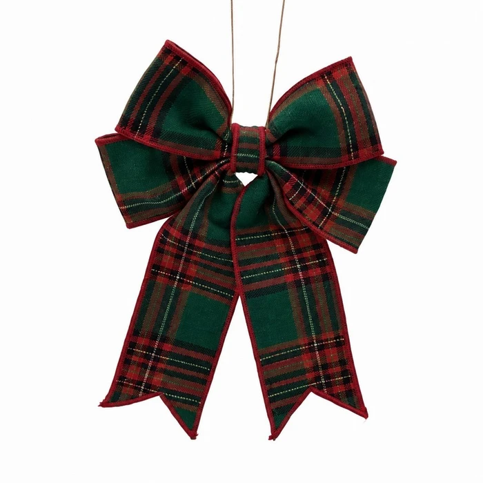 Green Tartan Bow Hanging Decoration