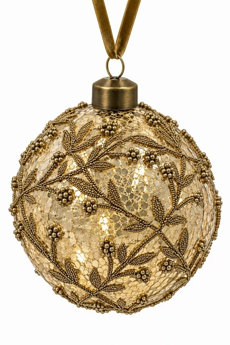 Gold Beaded Trellis Bauble