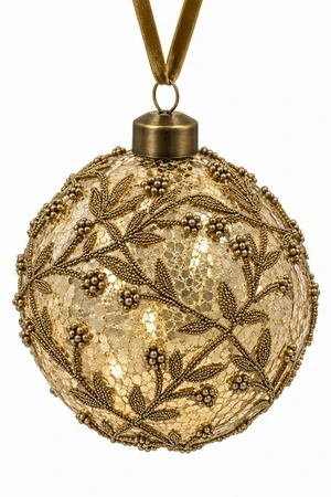 Gold Beaded Trellis Bauble