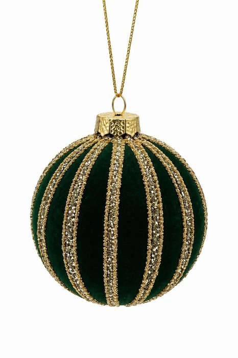 Green Velvet & Gold Glitter Bauble