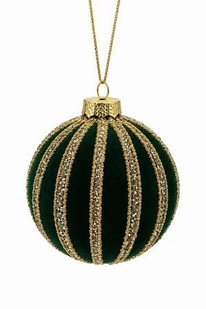 Green Velvet & Gold Glitter Bauble