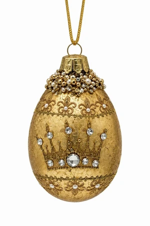 Gold Jewelled Crown Egg Hanging Decoration