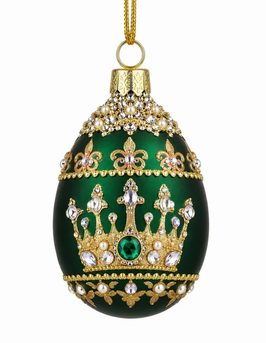 Green Jewelled Crown Egg Hanging Decoration