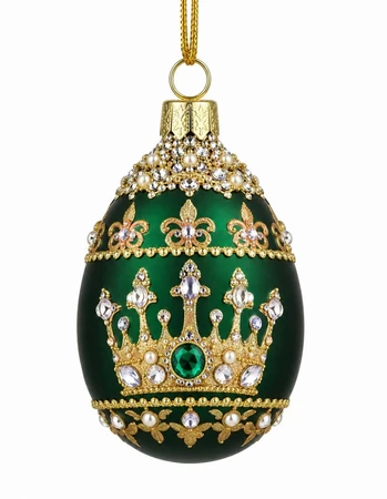 Green Jewelled Crown Egg Hanging Decoration