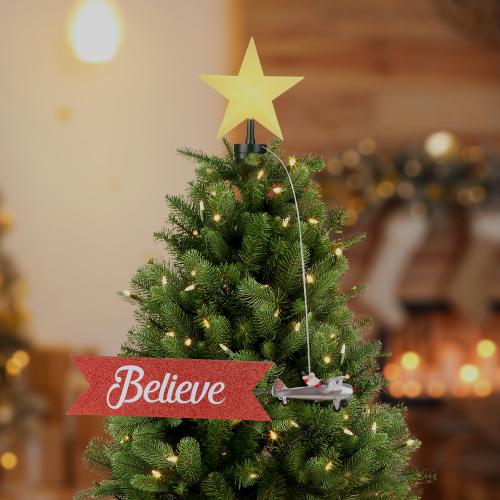 Santa's biplane animated tree topper