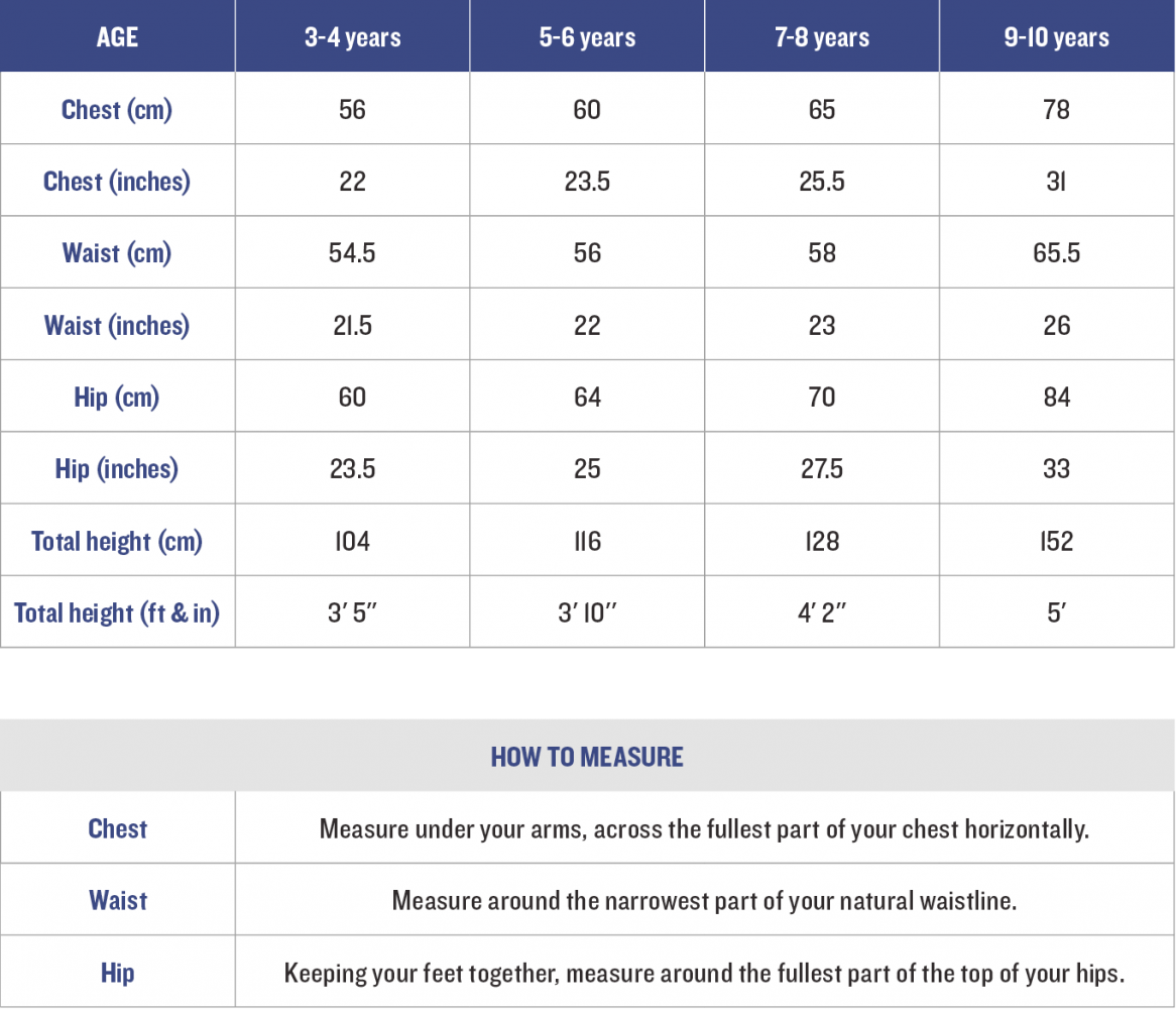 Fashion Size Guide | Blue Diamond